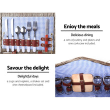 Load image into Gallery viewer, Alfresco 4 Person Picnic Basket Set Baskets Insulated Blanket Bag
