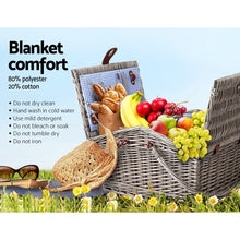 Load image into Gallery viewer, Alfresco 4 Person Picnic Basket Set Baskets Insulated Blanket Bag