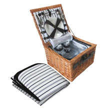 Load image into Gallery viewer, Alfresco� 2 Person Picnic Basket Set Vintage Outdoor Baskets Insulated Blanket