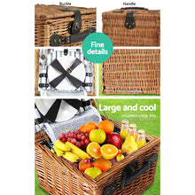 Load image into Gallery viewer, Alfresco� 2 Person Picnic Basket Set Vintage Outdoor Baskets Insulated Blanket