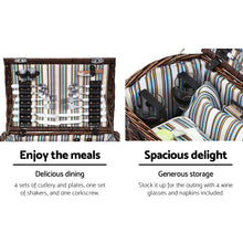Load image into Gallery viewer, Alfresco 4 Person Picnic Basket Set Insulated Storage Blanket