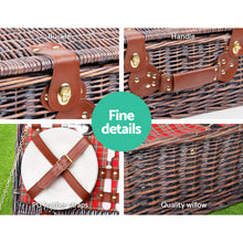 Load image into Gallery viewer, Alfresco 4 Person Picnic Basket Set Insulated Blanket Bag Red