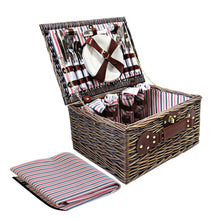 Load image into Gallery viewer, Alfresco 4 Person Picnic Basket Set Insulated Blanket Bag