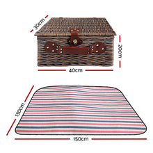 Load image into Gallery viewer, Alfresco 4 Person Picnic Basket Set Insulated Blanket Bag