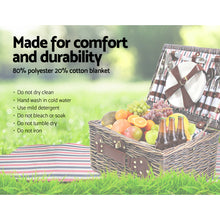 Load image into Gallery viewer, Alfresco 4 Person Picnic Basket Set Insulated Blanket Bag