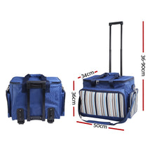 Load image into Gallery viewer, Alfresco 6 Person Picnic Basket Set Bag Wheels Insulated Trolley