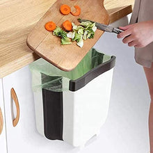 Load image into Gallery viewer, Hanging Trash Can Collapsible Small Garbage Waste Bin for Kitchen Cabinet Door (White)