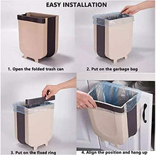 Load image into Gallery viewer, Hanging Trash Can Collapsible Small Garbage Waste Bin for Kitchen Cabinet Door (Beige)