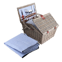 Load image into Gallery viewer, Alfresco 4 Person Picnic Basket Set Baskets Insulated Blanket Bag
