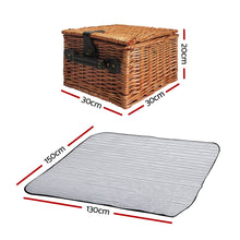 Load image into Gallery viewer, Alfresco� 2 Person Picnic Basket Set Vintage Outdoor Baskets Insulated Blanket

