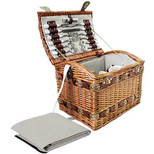 Load image into Gallery viewer, Alfresco 4 Person Picnic Basket Set Storage Blanket
