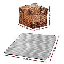 Load image into Gallery viewer, Alfresco 4 Person Picnic Basket Set Storage Blanket
