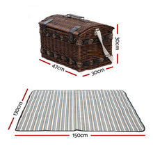 Load image into Gallery viewer, Alfresco 4 Person Picnic Basket Set Insulated Storage Blanket
