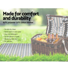 Load image into Gallery viewer, Alfresco 4 Person Picnic Basket Set Insulated Storage Blanket
