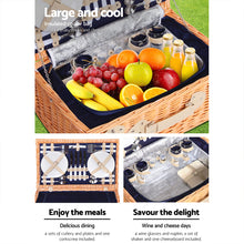 Load image into Gallery viewer, Alfresco 4 Person Picnic Basket Set Insulated Blanket
