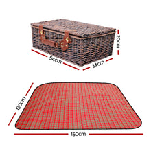 Load image into Gallery viewer, Alfresco 4 Person Picnic Basket Set Insulated Blanket Bag Red
