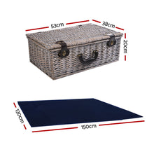 Load image into Gallery viewer, Alfresco 6 Person Picnic Basket Set Cooler Bag Insulated Blanket Plates Navy
