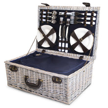 Load image into Gallery viewer, Alfresco 6 Person Picnic Basket Set Cooler Bag Insulated Blanket Plates Navy
