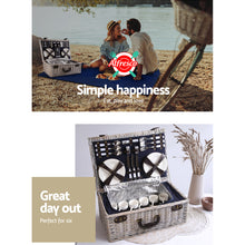 Load image into Gallery viewer, Alfresco 6 Person Picnic Basket Set Cooler Bag Insulated Blanket Plates Navy
