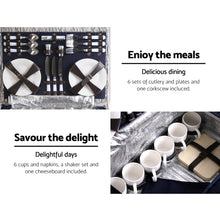 Load image into Gallery viewer, Alfresco 6 Person Picnic Basket Set Cooler Bag Insulated Blanket Plates Navy

