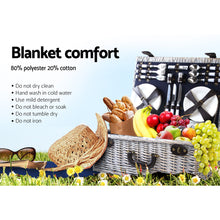 Load image into Gallery viewer, Alfresco 6 Person Picnic Basket Set Cooler Bag Insulated Blanket Plates Navy
