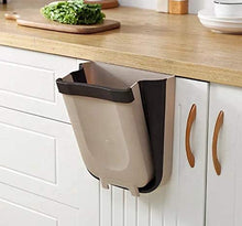 Load image into Gallery viewer, Hanging Trash Can Collapsible Small Garbage Waste Bin for Kitchen Cabinet Door (Beige)
