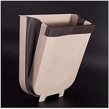 Load image into Gallery viewer, Hanging Trash Can Collapsible Small Garbage Waste Bin for Kitchen Cabinet Door (Beige)
