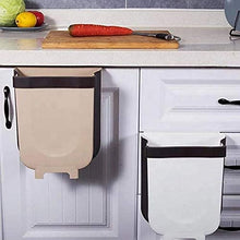 Load image into Gallery viewer, Hanging Trash Can Collapsible Small Garbage Waste Bin for Kitchen Cabinet Door (Beige)

